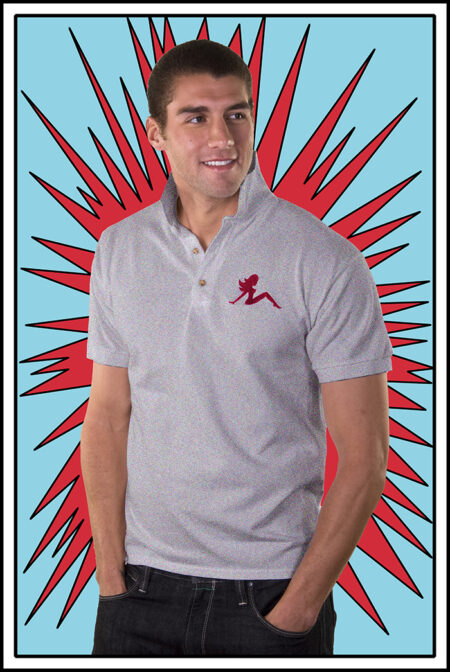 Gray and Red Men's Polo
